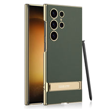 Load image into Gallery viewer, Triumph Electroplating Leather Golden Stand Case For Galaxy S24 Ultra