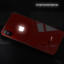 Load image into Gallery viewer, iPhone XR LED Logo Glass Back Case