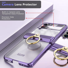 Load image into Gallery viewer, Plating Galaxy Z Flip 4 Case with Luxury Ring, Hing Part and Lens Protector