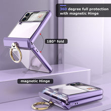 Load image into Gallery viewer, Plating Galaxy Z Flip 4 Case with Luxury Ring, Hing Part and Lens Protector
