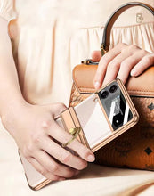 Load image into Gallery viewer, Plating Galaxy Z Flip 4 Case with Luxury Ring, Hing Part and Lens Protector
