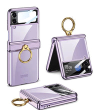 Load image into Gallery viewer, Plating Galaxy Z Flip 4 Case with Luxury Ring, Hing Part and Lens Protector