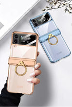Load image into Gallery viewer, Plating Galaxy Z Flip 4 Case with Luxury Ring, Hing Part and Lens Protector