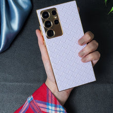 Load image into Gallery viewer, Braided Woven Leather Case With Gold Electroplating For Galaxy S23 Ultra