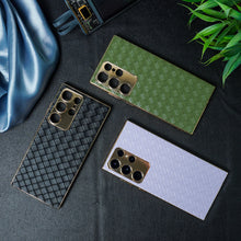 Load image into Gallery viewer, Braided Woven Leather Case With Gold Electroplating For Galaxy S23 Ultra