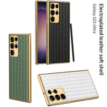 Load image into Gallery viewer, Premium Leather Case With Gold Electroplating For Galaxy S23 Ultra