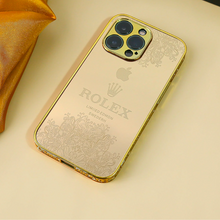 Load image into Gallery viewer, iPhone 15 Series  Diamonds Studded Royal Gold Protective Case
