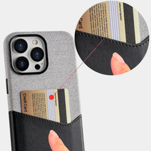 Load image into Gallery viewer, Leather MagSafe Dual Tone Card Holder Case for iPhone Series
