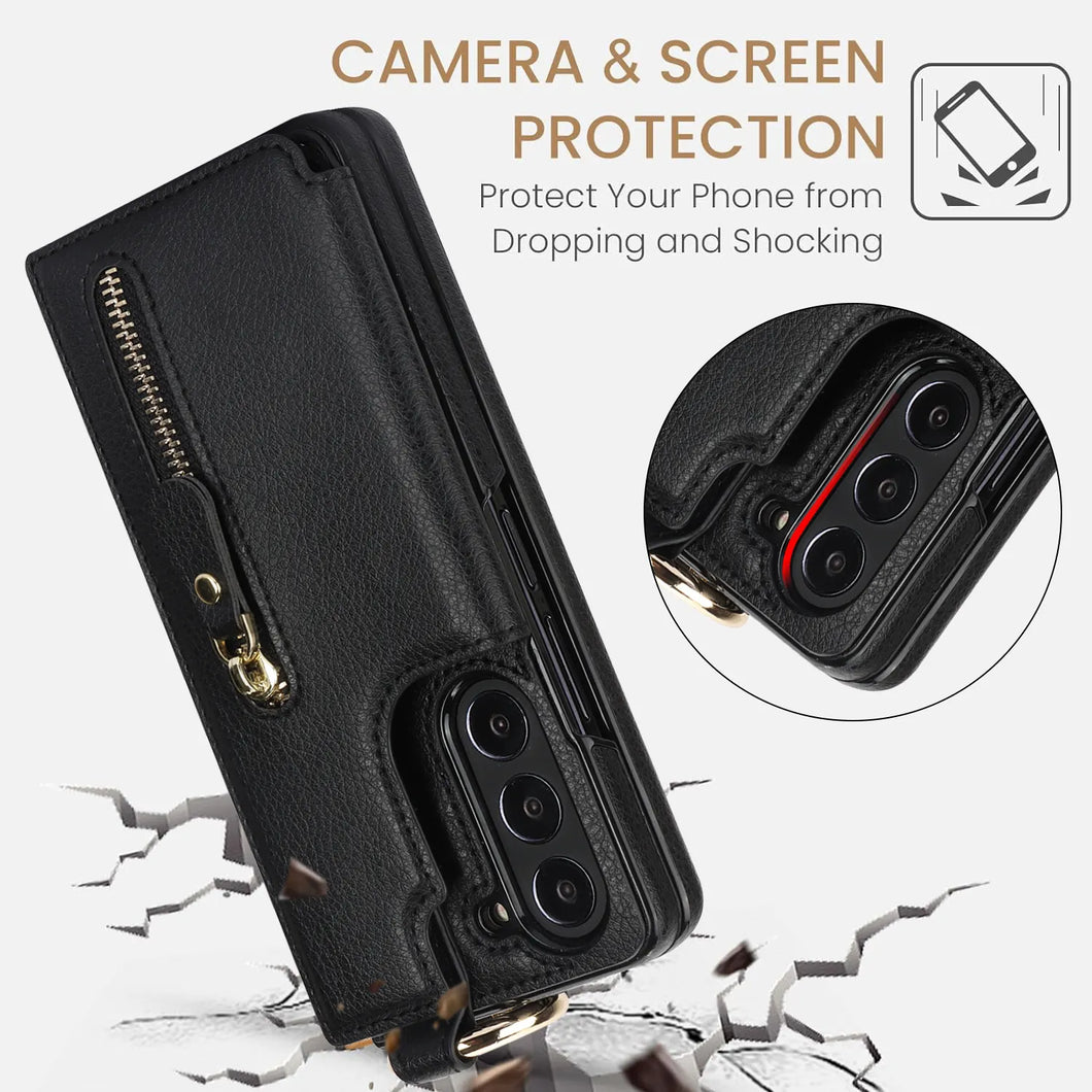 Premium Leather Card Slot Case For Galaxy Z Fold Series