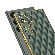 Load image into Gallery viewer, Electroplated Rhombus Pattern Leather Phone Case for Samsung Galaxy S23 Ultra
