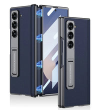 Load image into Gallery viewer, Leather Case With Golden Stand &amp; Magnetic Hinge for Samsung Galaxy Z Fold 6
