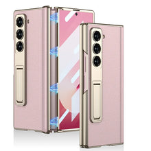 Load image into Gallery viewer, Leather Case With Golden Stand &amp; Magnetic Hinge for Samsung Galaxy Z Fold 6
