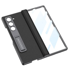 Load image into Gallery viewer, Leather Case With Golden Stand &amp; Magnetic Hinge for Samsung Galaxy Z Fold 6
