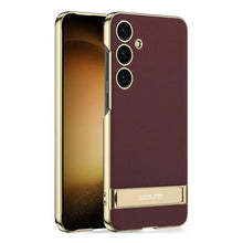 Load image into Gallery viewer, Triumph Electroplating Leather Golden Stand Case For Galaxy S25
