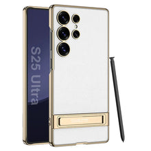 Load image into Gallery viewer, Triumph Electroplating Leather Golden Stand Case - Galaxy S25 Ultra
