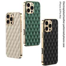 Load image into Gallery viewer, Electroplated Rhombus Pattern Leather Phone Case- iPhone
