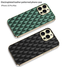 Load image into Gallery viewer, Electroplated Rhombus Pattern Leather Phone Case- iPhone
