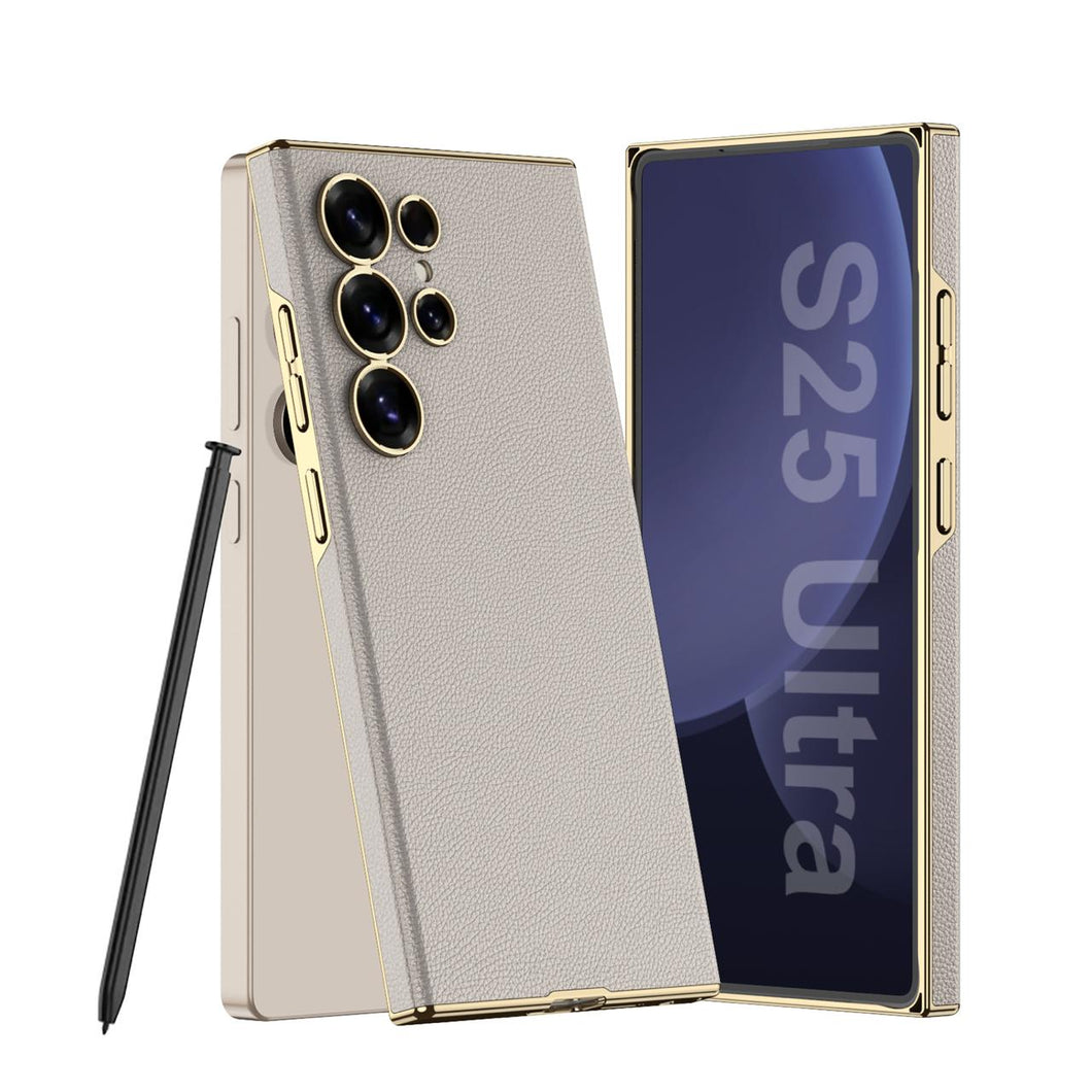 Golden Plating Leather Phone Case- Samsung