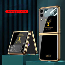 Load image into Gallery viewer, Galaxy Z Flip3 Luxurious Deer Pattern Inspirational Glass Case
