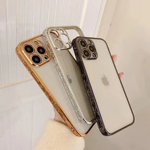 Load image into Gallery viewer, iPhone Series Electroplating Boarder Designed Transparent Glitter Case
