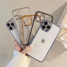 Load image into Gallery viewer, iPhone Series Electroplating Boarder Designed Transparent Glitter Case
