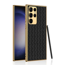 Load image into Gallery viewer, Premium Leather Case With Gold Electroplating For Galaxy S24 Ultra
