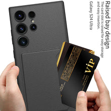 Load image into Gallery viewer, ULTRA THIN LEATHER CASE WITH MAGNETIC CARD BAG FOR SAMSUNG GALAXY S24 ULTRA

