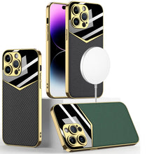 Load image into Gallery viewer, Royal Gold Plated Premium  Luxury Leather Case For I-Phone Series
