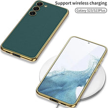 Load image into Gallery viewer, Electroplating PU Leather Soft Back Cover Case For S23 Series
