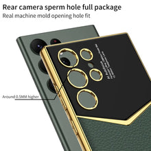 Load image into Gallery viewer, Royal Gold Plated Premium Carbon Fiber Luxury Leather Case For S23 Ultra
