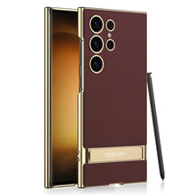Load image into Gallery viewer, Shockproof Ultra Triumph Electroplating Leather Stand Case For Galaxy S24 Ultra
