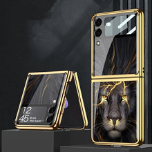 Load image into Gallery viewer, Galaxy Z flip 4 Lion Pattern Glass Case
