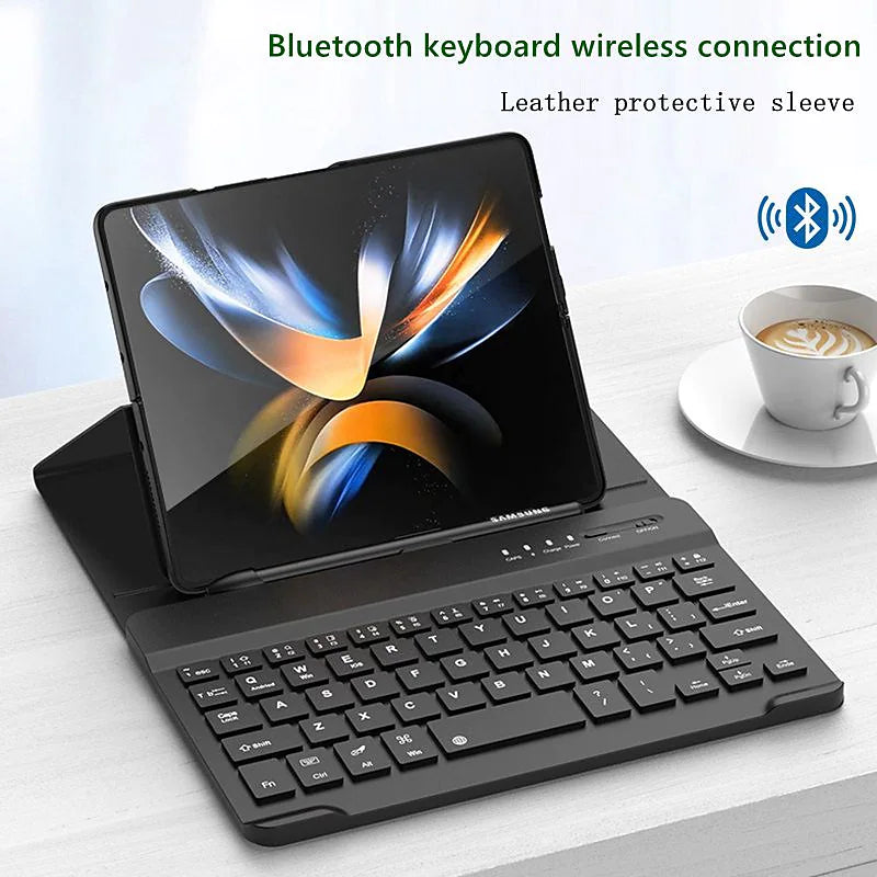 Wireless Keyboard Leather Magnetic Flip Case For Fold Series