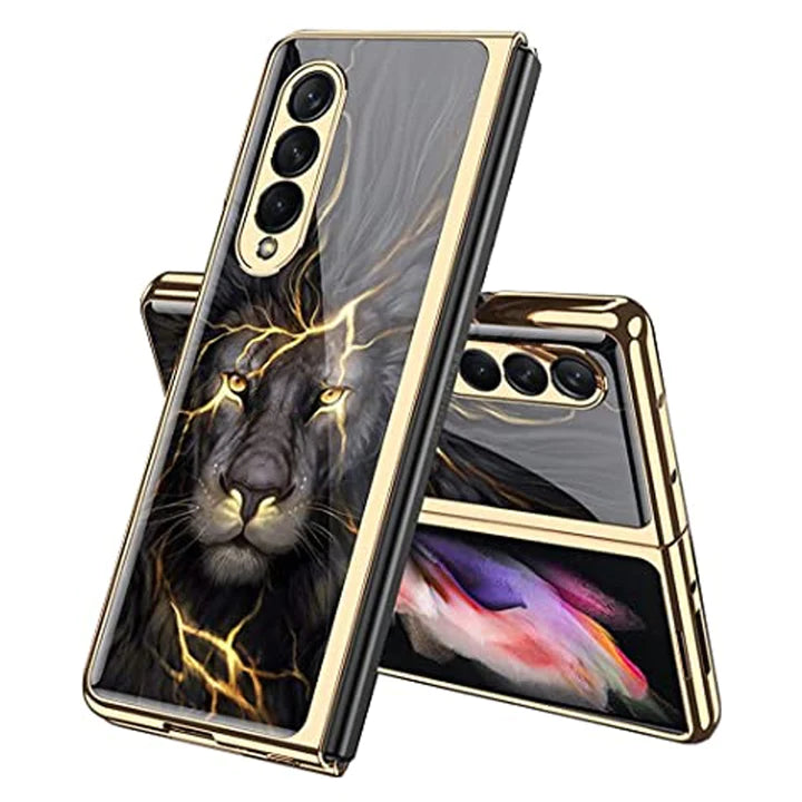 Galaxy Z Fold3 Lion Pattern Glass Cover Case