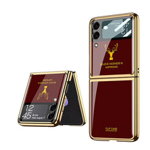 Load image into Gallery viewer, Galaxy Z Flip3 Luxurious Deer Pattern Inspirational Glass Case

