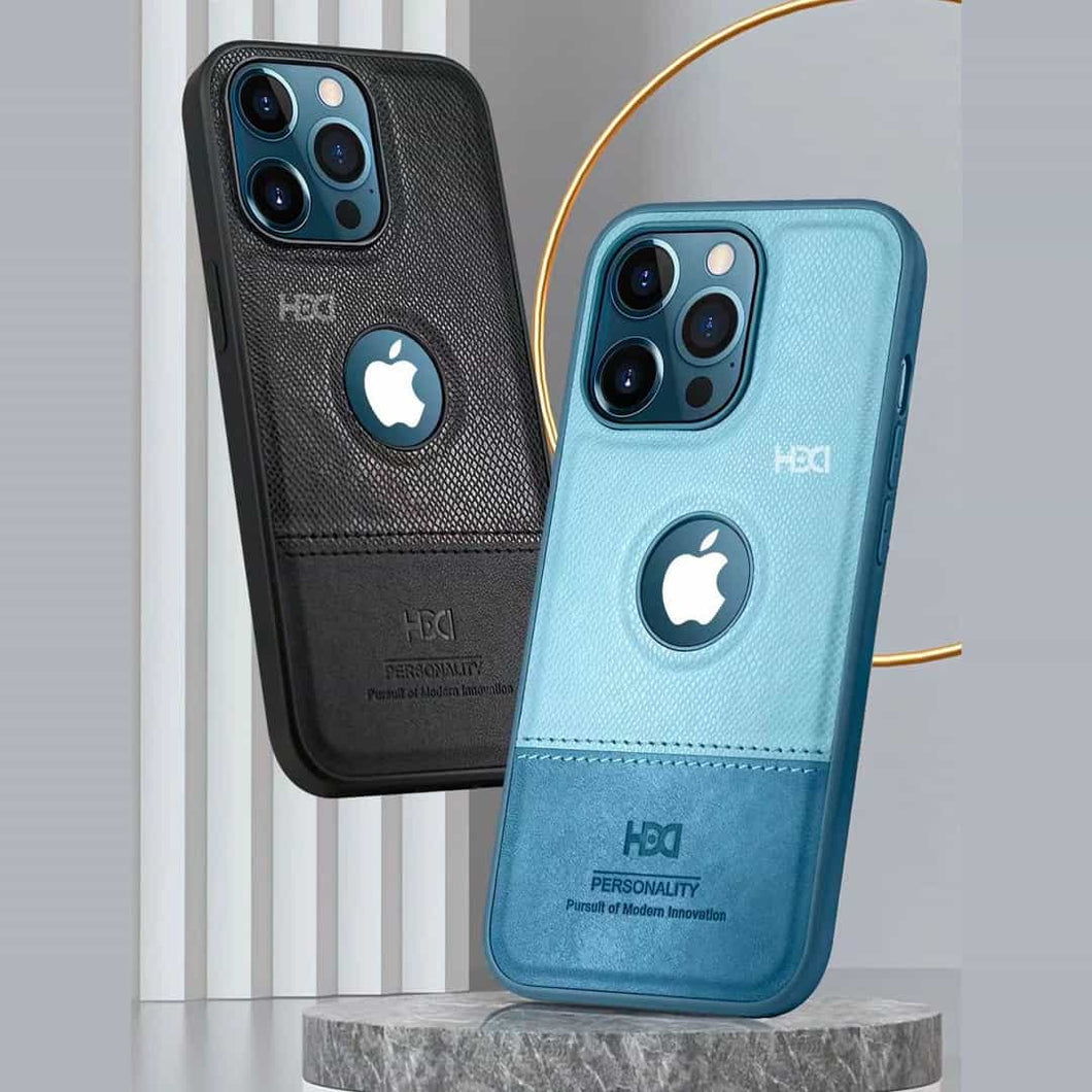 HBD Luxury Logo Cut Leather Case For iPhone 13 Series