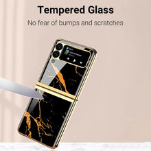 Load image into Gallery viewer, Marble Glass Case For Galaxy Z Flip4
